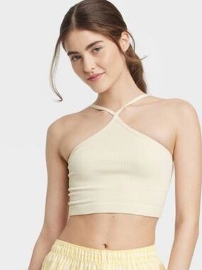 Colsie Ribbed Bralette in Light Cream 2pcs set